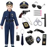 Police Costume for Kids Deluxe Police Officer Costumes Dress Up Halloween Costume Boy Girl Cop Uniform Accessories (Boys, S)