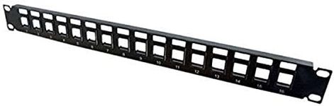 C2G/Cables to Go 03858 16-Port Blank Keystone/Multimedia Patch Panel, Black