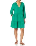 The Drop Women's @Caralynmirand Ruffle-Neck Tiered Mini Dress, Ultramarine Green, XL