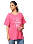 The Mom Store Mom T-Shirt | Cotton | Pre and Post Pregnancy | Quirky Statements | Comfortable | Oversized | Magenta | L