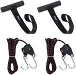 Mind and Action Kayak Tie Down Straps,Quick Hood Loops Trunk Anchor,Canoe Transport Accessories Secure Vehicle Lashing Point (2 Straps+2 Pulley Hooks)