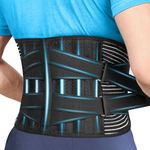 Prestel Lower Back Support Belt for Men and Women - Best Back Brace for Back Pain Relief with 6 Stays - Breathable & Medicated Design with Dual Adjustable Straps (L / 32-39 inches)