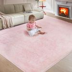 Fluffy Cute Rug for Living Bedroom, 5X8 Pink Fluffy Soft Plush Area Rugs for Girls Bedroom, Fuzzy Nursery Rug for Baby's Toddler's,Clorful Room Decor for Teenage, Easy-Cleaning, Non Shedding