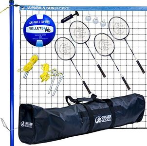 Park & Sun Sports Volley Sport Combo Set: Portable Outdoor Badminton/Volleyball Net System, Blue, One Size