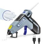 WORKPRO Cordless Hot Glue Gun, Fast Preheating, Smart Power-Off, and USB-C Rechargeable Glue Gun, Less-drip Hot Glue Gun Kit with 20 Pcs Premium Mini Glue Sticks for DIY, Crafting and Arts