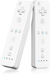 Gamrombo Wii Controller 2 Pack, Wii Remote Controller, Wii Remotes 2 Pack, with Silicone Case & Wrist Strap, for Nintendo Wii/Wii U with Dual Vibration, Speaker - White