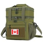 Large Expandable Tactical Lunch Bag for Men, Durable Insulated Leakproof Lunch Box, Heavy Duty Cooler Bag for Work Outdoor Picnic Travel Office Adults, Army Green, 15L