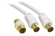 PC Arena Coaxial TV/AV Aerial Cable Male to Male 3m + coupler