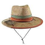 Vintage Wide Brim Straw Fedora Hat 