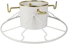 Yard Butler Santa's Helper Christmas Tree Stand - Heavy-Duty Christmas Tree Stand - Metal Stand Base for Live Christmas Tree - Durable & Weighted Christmas Tree Base - for 3–6' Trees - White