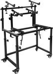 Liquid Stands 3 Tier Keyboard Stand w/ Wheels Music Studio Desk for Music Production - Electric Digital Pianos Synths for 49 54 61 88 Key - Rolling Home Recording Studio Workstation DJ Keyboard Table