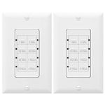 TOPGREENER 4 Hour Countdown Switch Timer | in-Wall, Electrical Switch for Fans Lights Ventilation heaters, Neutral Required, 600W LED, 1/2HP, UL Listed, TGT08 - White, 2 Pack