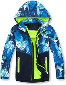 Mallimoda Boys Girls Rain Jacket Lightweight Raincoats Waterproof Hooded Windbreaker for Kids Style 1 Green 7-8 Years