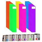 48PCS Library Book Dividers for Shelves with Stickers, 12x2inch Plastic Bookshelf Markers, Colored Comic Book Dividers