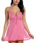 GROFL Babydoll Nightwear Lingerie with Panty Short Transparent Nighty for Women Bra Panty Set for Women Baby Doll Night Dress Babydoll Lingerie for Honeymoon (XL, BabyPink)