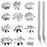 Yauhar 12Pcs Nail Art Manicure Edge Trimmer Contains Stainless Steel French Tip Cutters and Knife, Edge Manicure DIY Plate Module Smile Line Cut Kit for Acrylic Nails Art