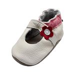 iEvolve Baby Shoes Baby Toddler Soft Sole Prewalker Baby First Walking Shoes Crib Shoes Baby Moccasins(MJ White Flower, 6-12 Months)