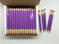 Half Pencils with Eraser - Golf, Classroom, Pew - Hexagon, Sharpened, #2 Pencil, Color - Lilac (purple), Box of 72