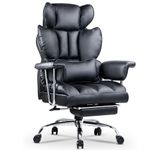 rattantree Executive Office Desk Chair, Ergonomic Computer Leather Chair with Footrest, PU Heavy Duty Recliner with Lumbar Support, Big High Back Swivel Chair-Black