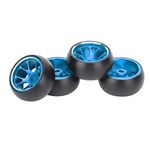 VGEBY 4Pcs RC Vehicle Tires,1/28 Scale Metal Wheel Rims and Rubber Tires Remote Control Drift Tires Replacement Compatible with Wltoys k969 1:28 RC Car (blue) Model Toys Car Model Accessories