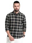 GLORYBOYZ Check Shirt for Men Full Sleeves Formal Check Shirts Slim Fit Spread Collar Stylish Big Checks Shirts for Men Office Wear Plaid Checkered Shirt Casual Office Wear (Black Cream S)