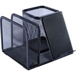 Lorell Black Mesh/Wire Desktop Organizer, 5.1" x 5.1" x 5.7"