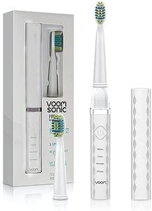 Voom Sonic Pro 3 Rechargeable Electric Toothbrush With Soft Dupont Nylon Bristles Dentist Recommended Portable Oral Care 2-Minute Timer 3 Adjustable Speeds Light Weight Design - White