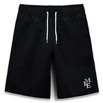 MEILONGER Boys Swim Trunks Quick Dry Beach Board Shorts Swimwear Bathing Suits Size 8,10-12,14-16,18-20 (Black, 14-16)