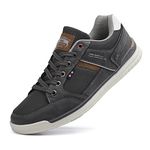 Mens Trainers Casual Shoes Fashion Leather Canvas Sneakers Lace Up Grey 7