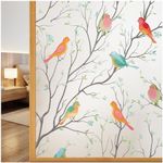 Coavas Window Film Privacy Non-Adhesive Frosted Bird Decorative Window Cling for Glass Anti UV Static Cling for Home Bathroom Shower and Office 17.7 x 78.7 Inches