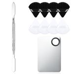 AHQiZFX 10-in-1 Makeup Spatula and Powder Puff Set with Professional Cosmetic Palette Triangle Puff for Eye Shadow Spatula Facial Cosmetic Makeup Tool for Eyelashe Body