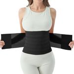 Trendyline Postpartum Belly Wrap for Women: Abdominal Binder Post Surgery Compression Support Belt - Waist Trainer Girdle C Section Recovery Band (Black, Medium)