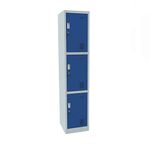 Racking Solutions 3 Door Metal Storage Lockers, Blue & Grey Steel Lockable Unit, Staff Gym School Changing 1850mm H x 380mm W x 450mm D