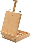 Adjustable Table Top Wood Box Easel Sketch box Easel with Painting Storage Box for Artist, Art Students & Beginners, Holds Canvases up to 20”in Height (Beech Wood)