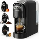 DOMESTICA Brewcraft 3-in-1 Pod Coffee Maker works with Ground Coffee | Espresso Coffee Maker | 20 Bar Pressure | Simple One-touch Operation | Compatible for Nespresso & Dolce Gusto Pods