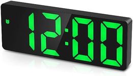 OQIMAX Digital Alarm Clock, Bedside Clock with Big LED Temperature Display, Alarm Clocks Bedside with USB/Battery Powered, Snooze, Date, Time, 3 Adjustable Brightness, Voice Control, 12/24Hr, Green