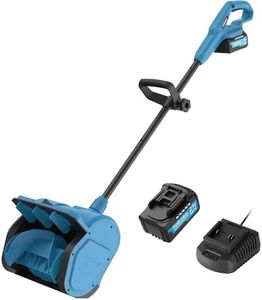 FABOKA Brushless Cordless Snow Shovel, 21V Snow Blower, Electric Thrower with 4Ah Battery and Fast Charger, Compatible with Makita Battery, 10-Inch Width