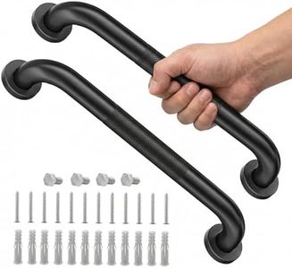 2 Pack Shower Grab Bars for Bathroom 16 Inch Black Stainless Steel Anti-Slip Knurled Grip Home Care Bath Handrail Safety Hand Rail Support for Showers Seniors Elderly Assist Handicap Bath Handle