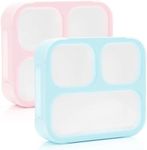 Medium Bento Box for Kids, Lunch-Box for Boys or Girls, Leakproof 3 Compartment Containers for Meal or Snack, BPA Free, 2 pack Pastel Teal + Pink