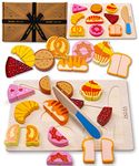 Jaques of London Wooden Play Food | Wooden Cutting Play Food | Bakery Board | Pretend Play Wooden Food Toys | Since 1795