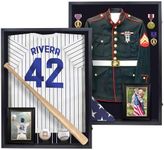 Flybold Shadow Box Frame for Military Uniform, Wedding Dress, Jersey with 92% Clear View & UV Protection. Air Force, Navy, Police, Medals & Memorabilia - 36x27in - XL Black