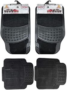 KARAN KING 4 Piece Rubber Car Mat & Carpet ( Front + Rear ) Car Mat Floor Mat Universal Non-Slip Heavy Duty for Cars SUV Truck & VAN, Water Proof, All Weather, Black
