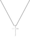 REVEMCN Black Gold Silver Cross Necklace for Boys Stainless Steel Mens Cross Pendant Chain Necklace for Men Women Religious Jewelry Gifts for Boys Girls Chain 16-24 Inches, 18 inches, Stainless Steel, No Gemstone