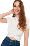 Trendyol FeMan Slim fit Basic Crew Neck Knit Blouse White