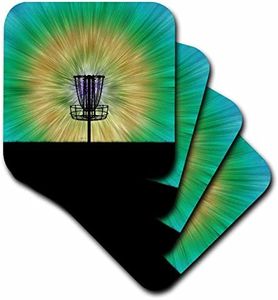 3dRose cst_173456_2 Tie Dye Disc Golf Basket-Colorful Disc Golf Tie Dye Basket Design-Soft Coasters, Set of 8