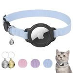 AirTag Cat Collar, Sucegi Ultra Elastic Cat Tracker Collar with Apple Air Tag Holder, Breakaway Design (Blue)