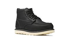 Golden Fox Work Boots 6" Men's Moc Toe Wedge Comfortable Boot for Construction, Black, 9