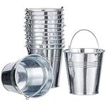THE TWIDDLERS - Mini Serving Buckets - Premium Galvanized Metal Buckets for Snacks or Table Decorations - Ideal Chip Basket, 11 x 8 cm (24 Pack)