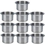 Garneck Pack of 10 Car Built-In Cup Holders, Stainless Steel Cup Holders, Drink Insert, Cup Holder for Furniture, Sofa, Poker Table, Car, Boat, Marine Rv