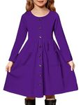 Arshiner Cute Dresses for Teen Girls Long Sleeve Fall Winter Formal Dress Purple Size 14-16